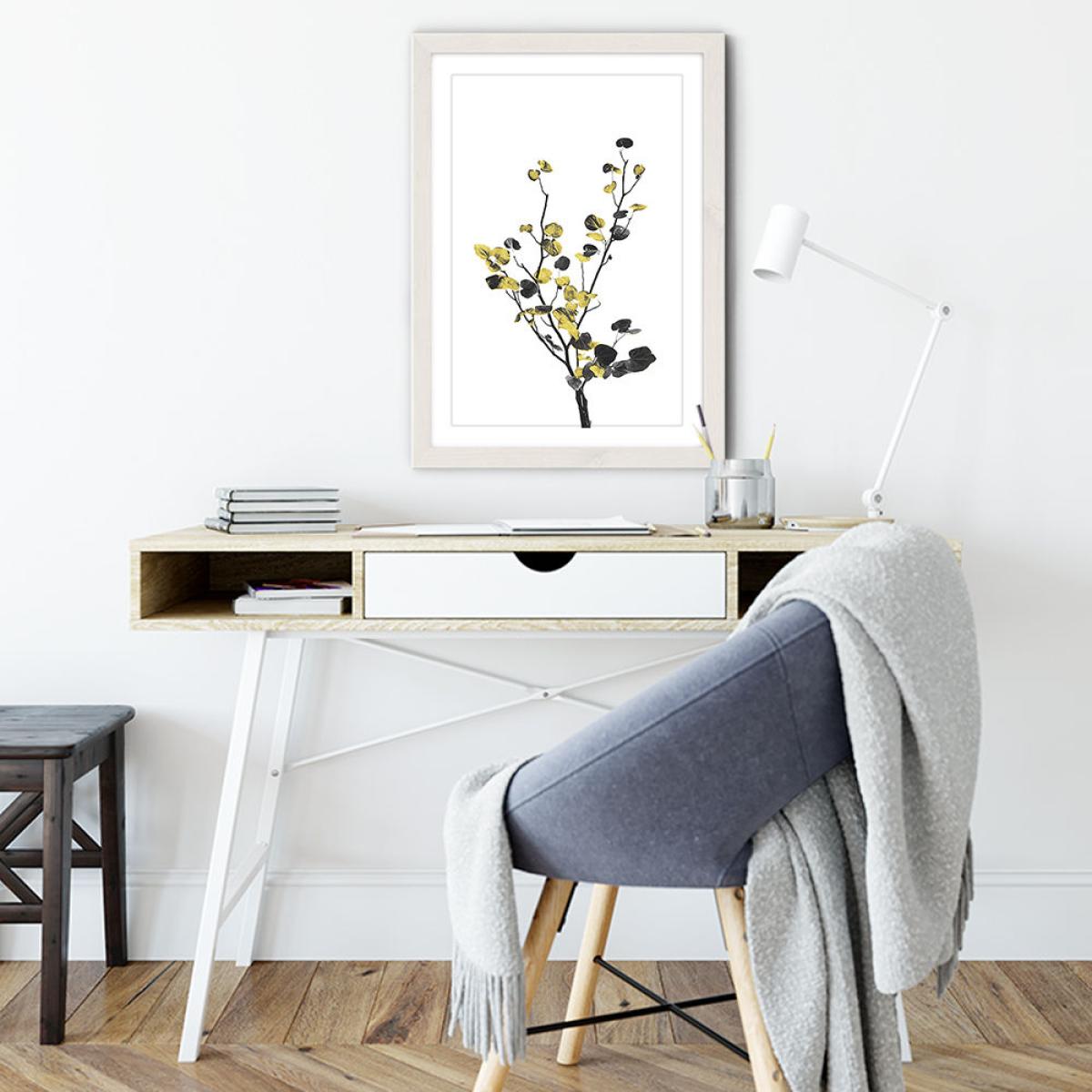 Flower Minimal Black and Gold 7 Art Print White Frame – image 5