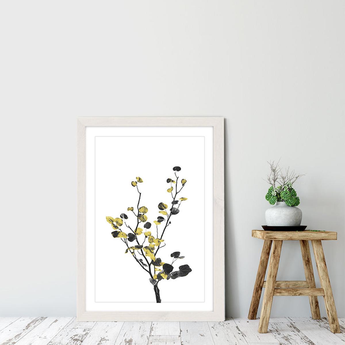 Flower Minimal Black and Gold 7 Art Print White Frame – image 6
