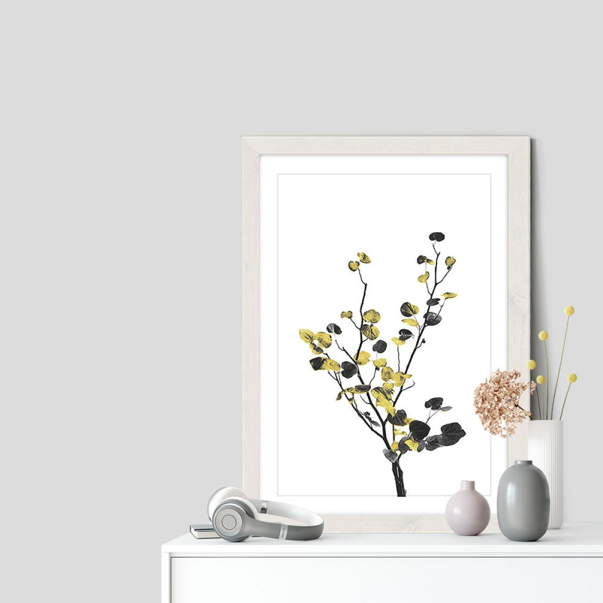 Flower Minimal Black and Gold 7 Art Print White Frame – image 7
