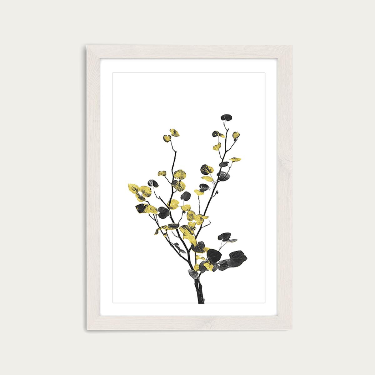 Flower Minimal Black and Gold 7 Art Print White Frame – image 1