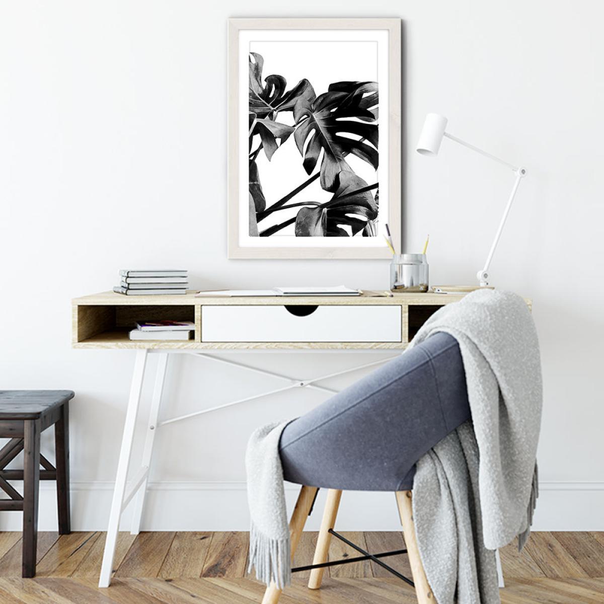 Monstera Black and White 6 Art Print White Frame – image 5