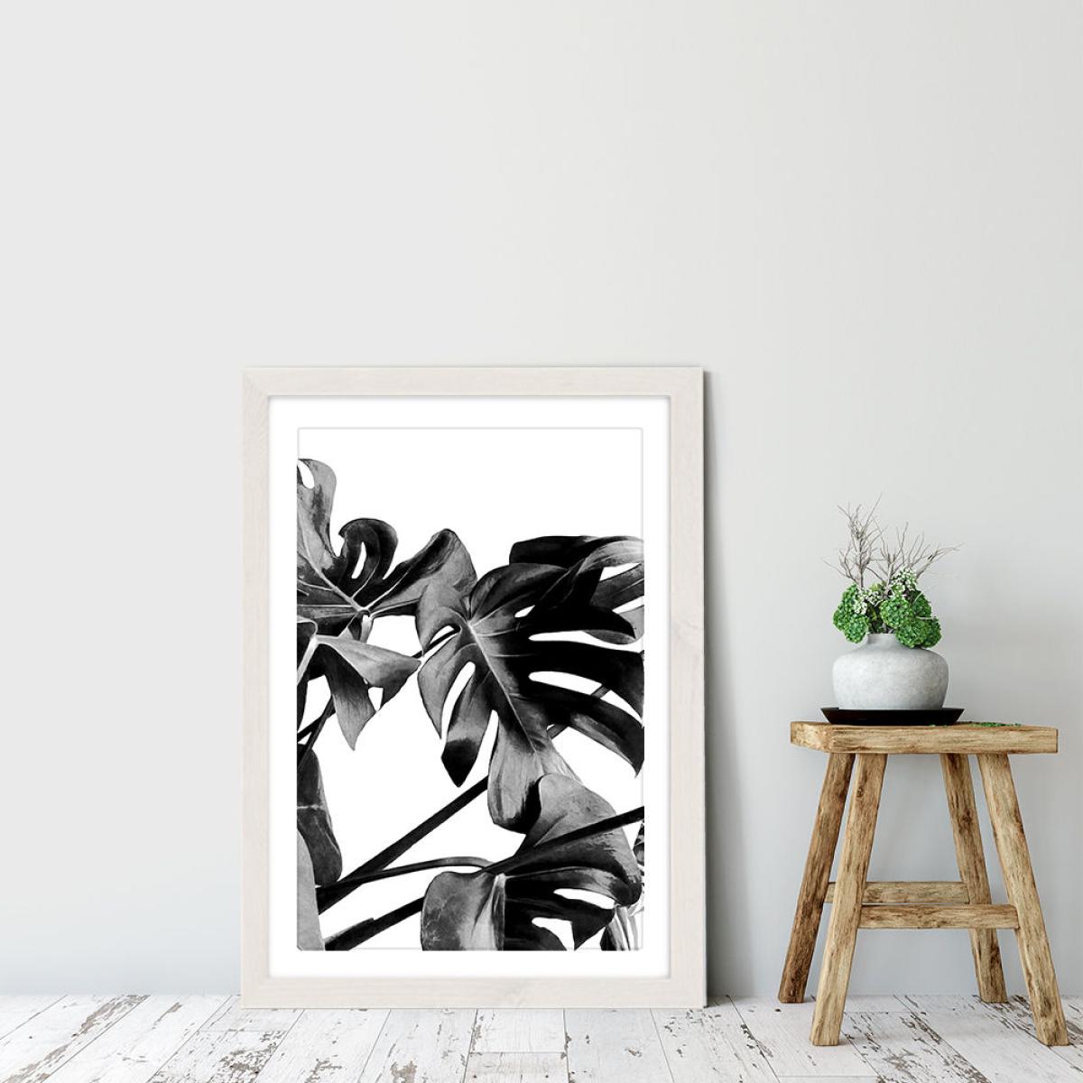 Monstera Black and White 6 Art Print White Frame – image 6