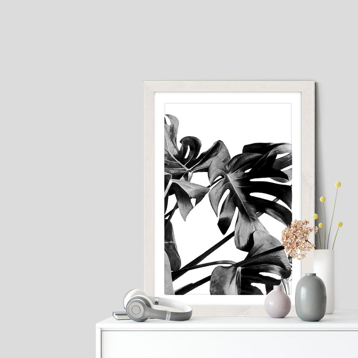 Monstera Black and White 6 Art Print White Frame – image 7