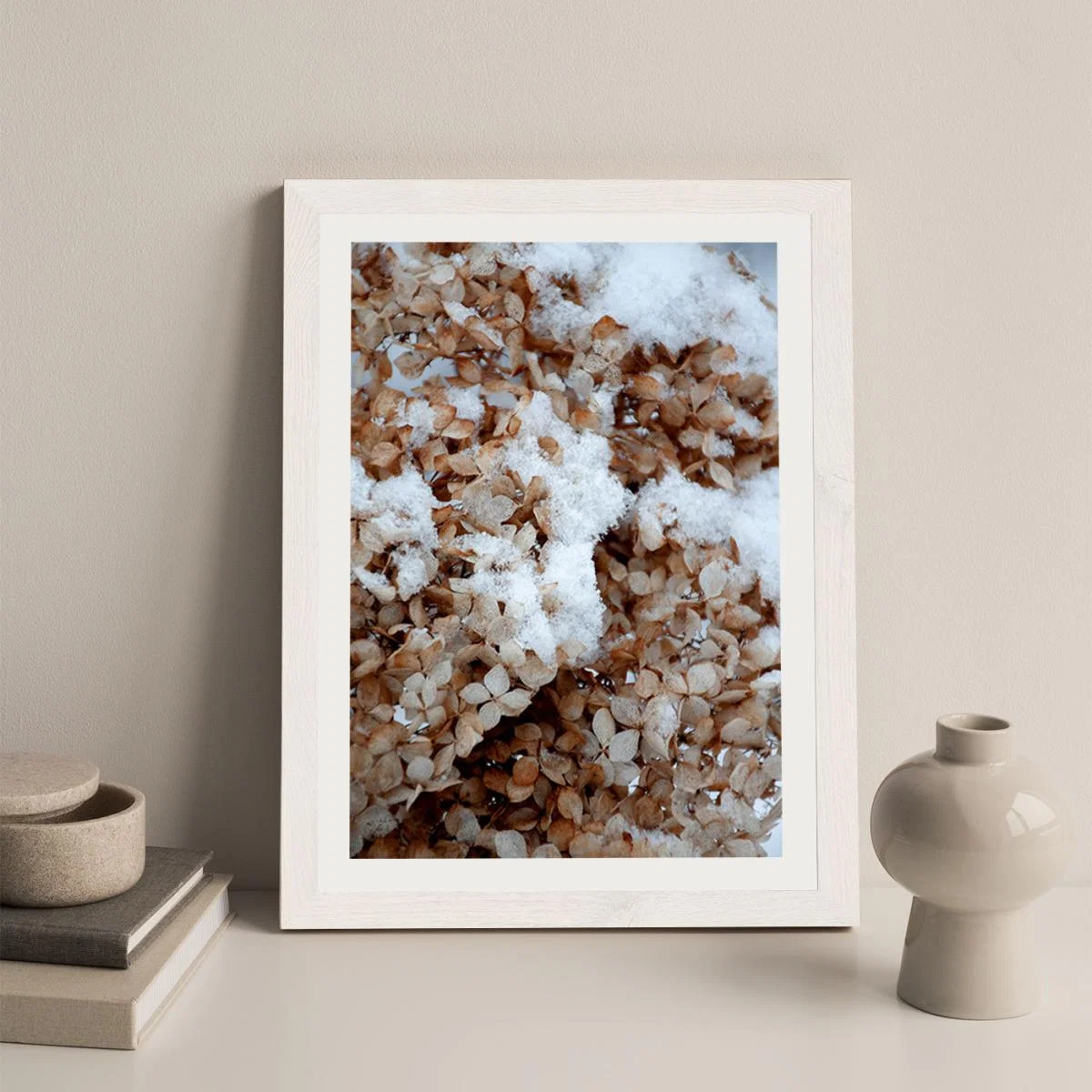 Snowy Hydrangea Flowers 2 of 2 Hortensie Art Print White Frame – image 4