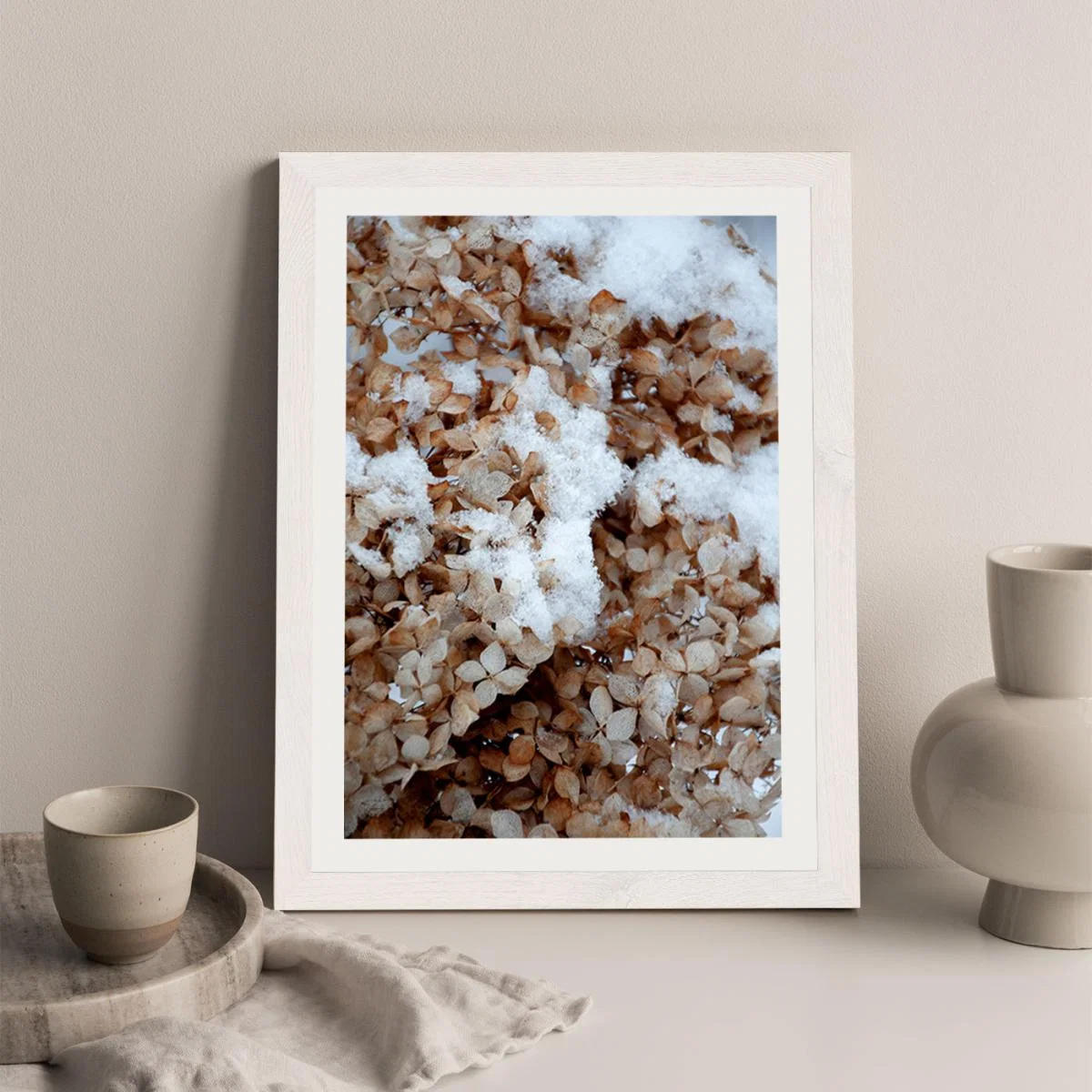 Snowy Hydrangea Flowers 2 of 2 Hortensie Art Print White Frame – image 5