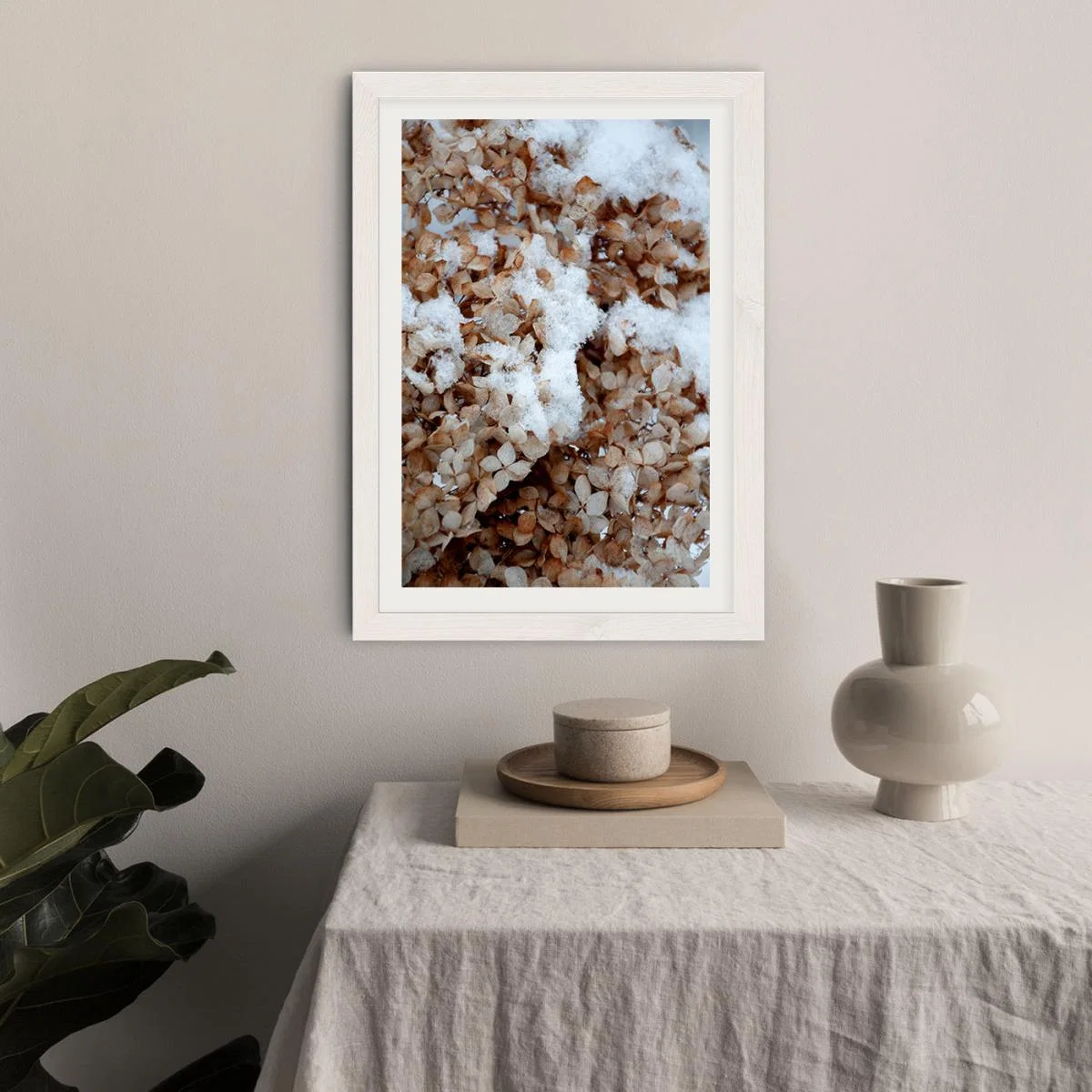 Snowy Hydrangea Flowers 2 of 2 Hortensie Art Print White Frame – image 6