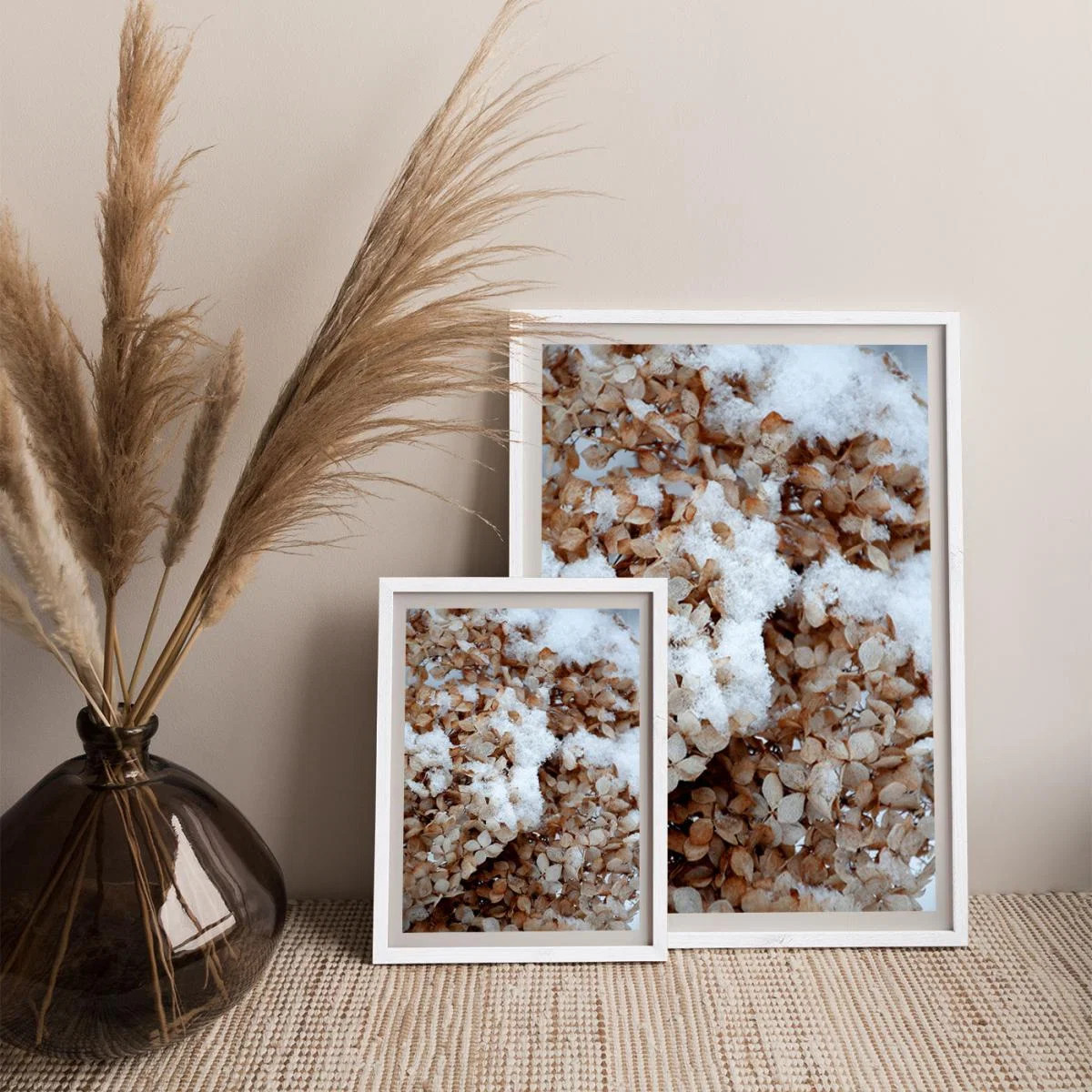 Snowy Hydrangea Flowers 2 of 2 Hortensie Art Print White Frame – image 7