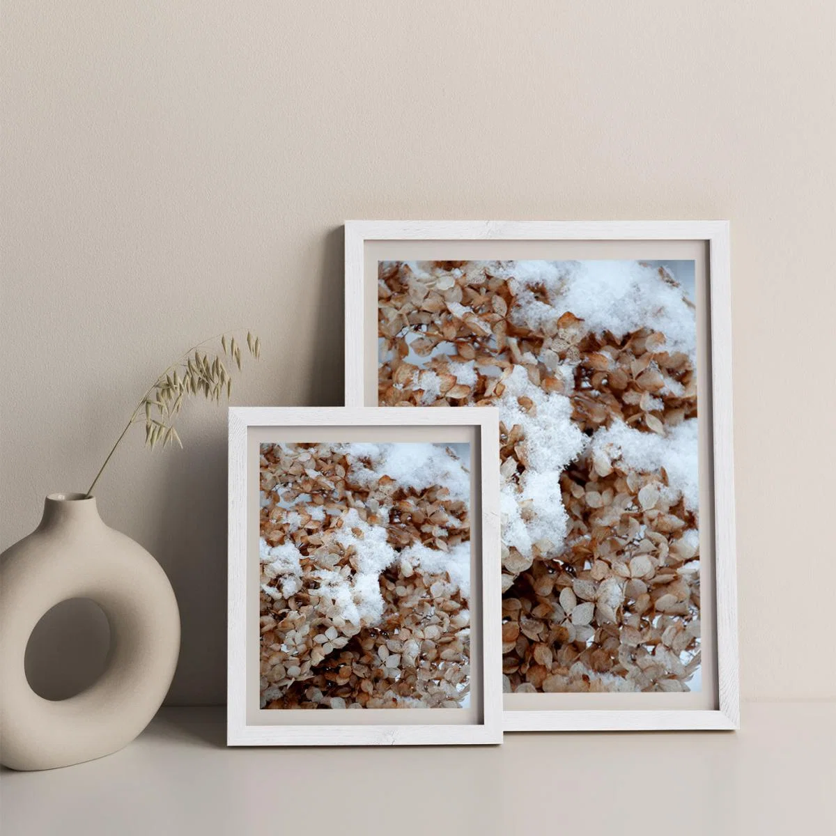 Snowy Hydrangea Flowers 2 of 2 Hortensie Art Print White Frame – image 8