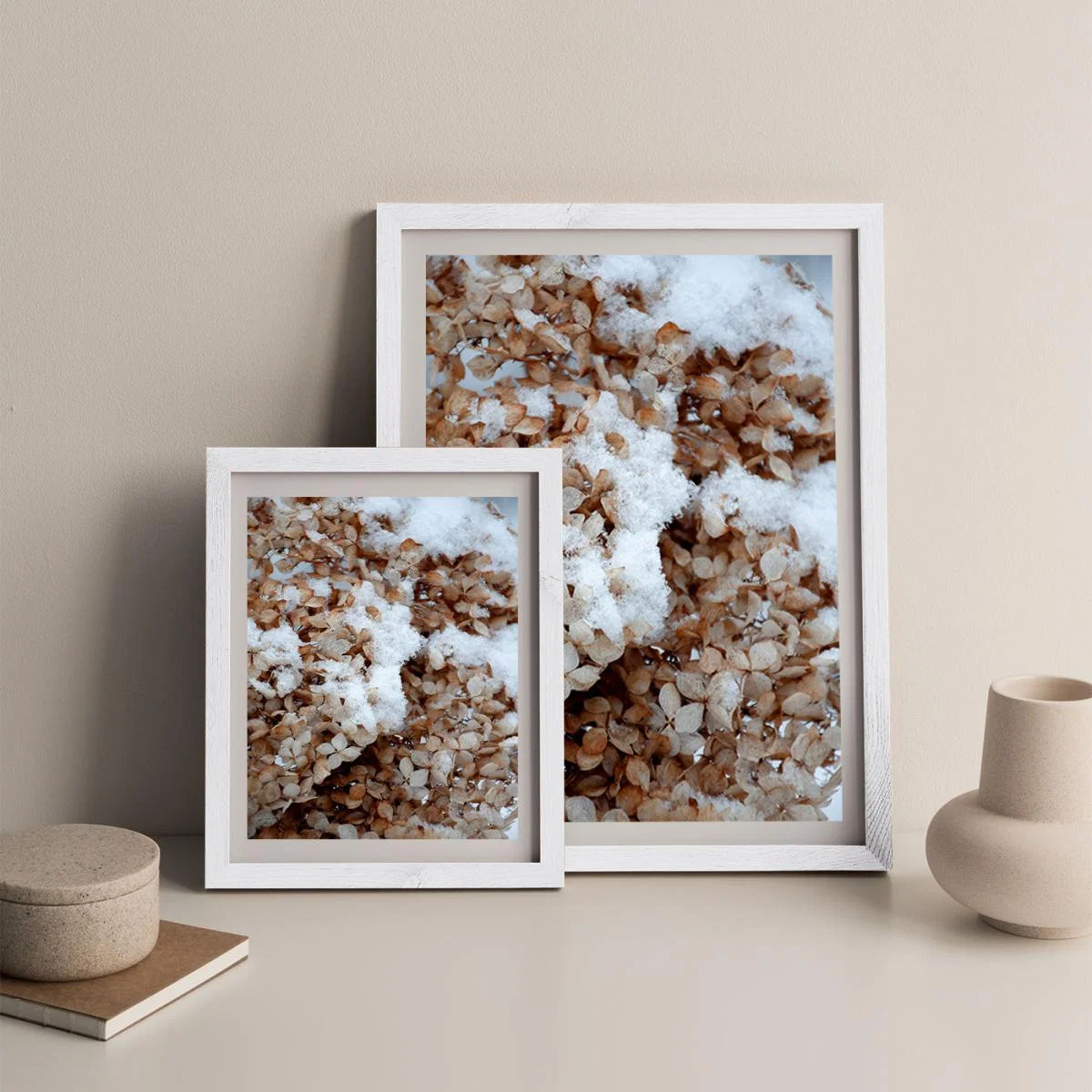 Snowy Hydrangea Flowers 2 of 2 Hortensie Art Print White Frame – image 9