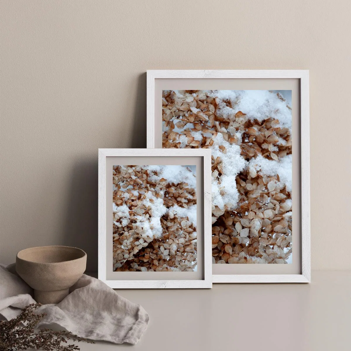 Snowy Hydrangea Flowers 2 of 2 Hortensie Art Print White Frame – image 10