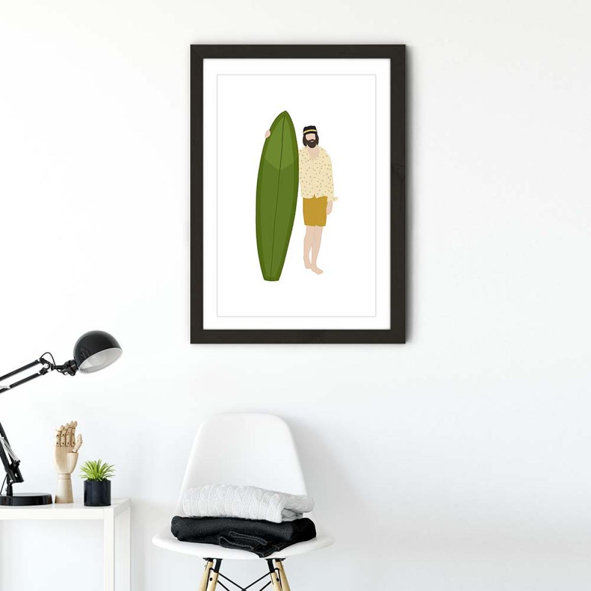 Gyspy Surfer Art Print Black Frame – image 2