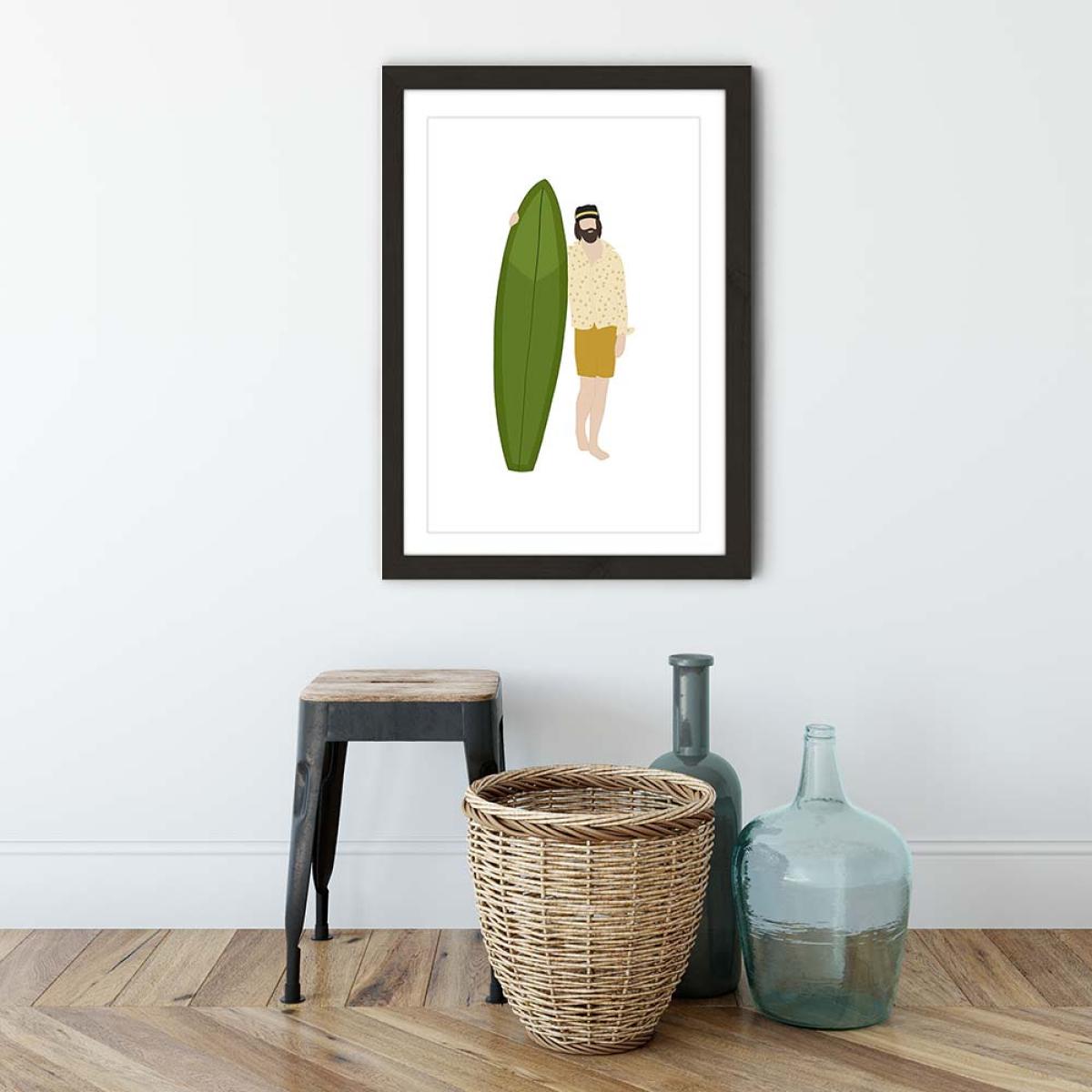 Gyspy Surfer Art Print Black Frame – image 3