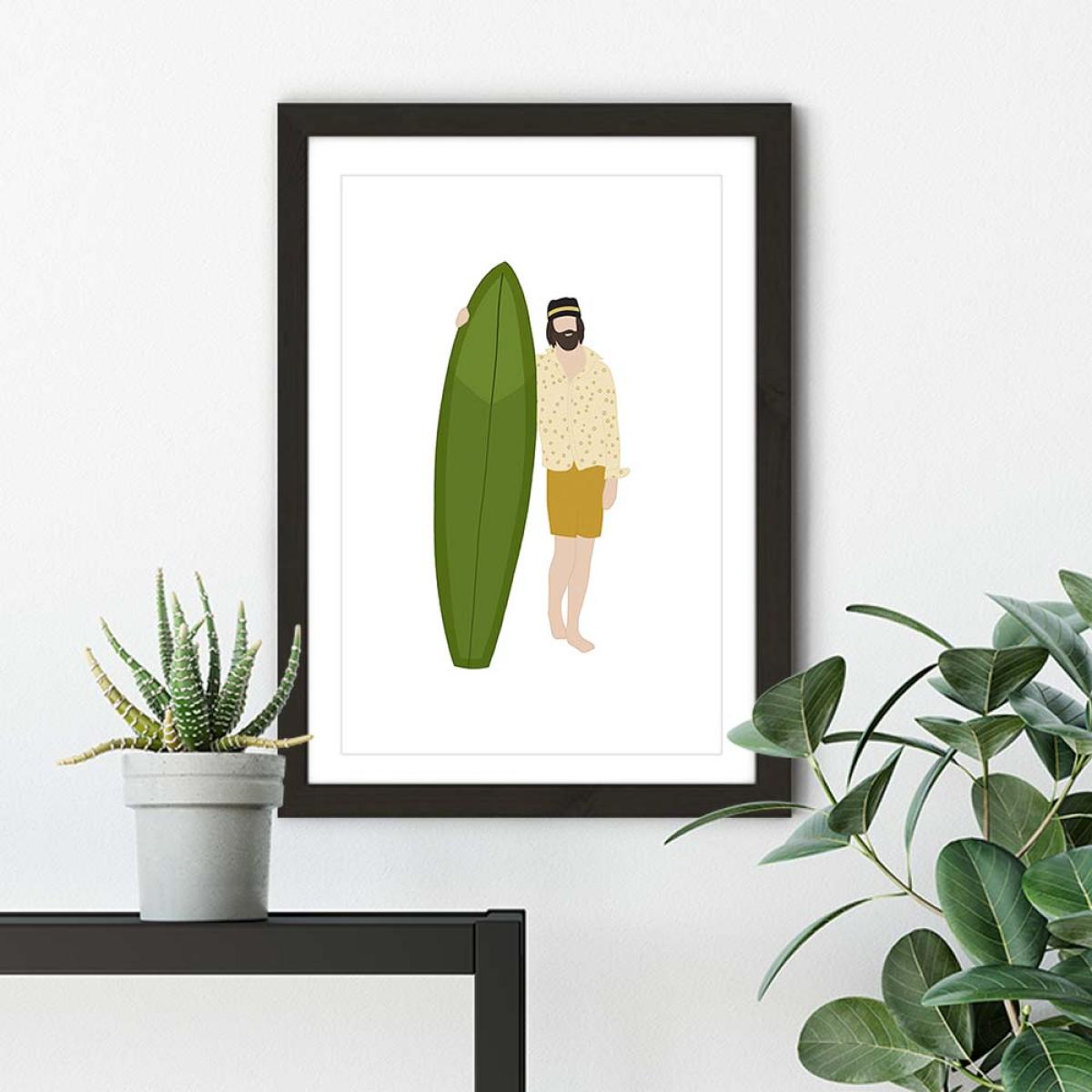 Gyspy Surfer Art Print Black Frame – image 4