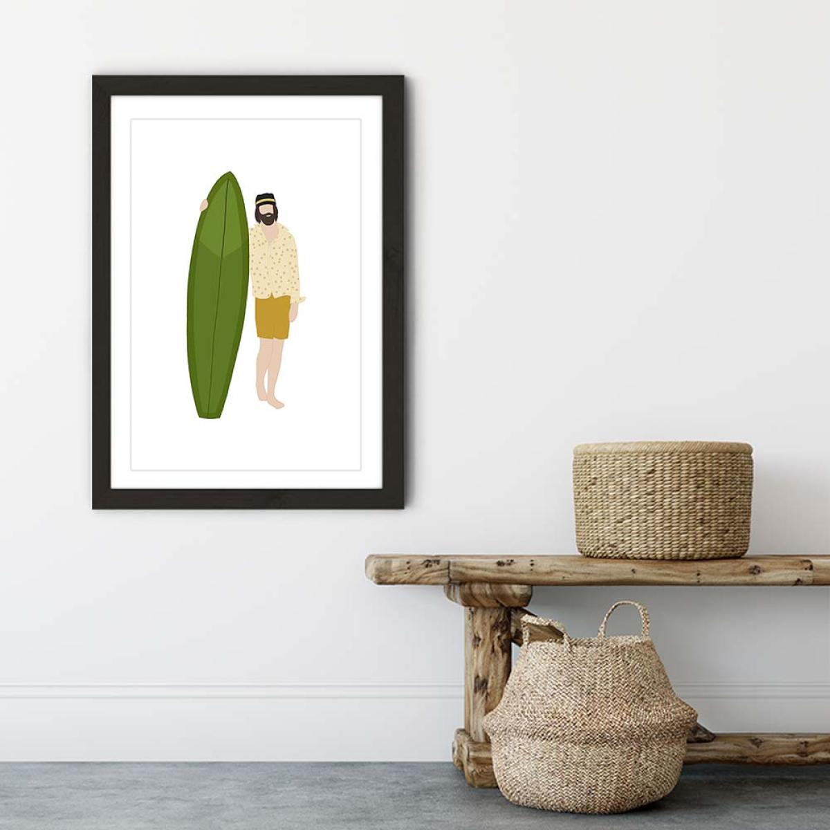 Gyspy Surfer Art Print Black Frame – image 6