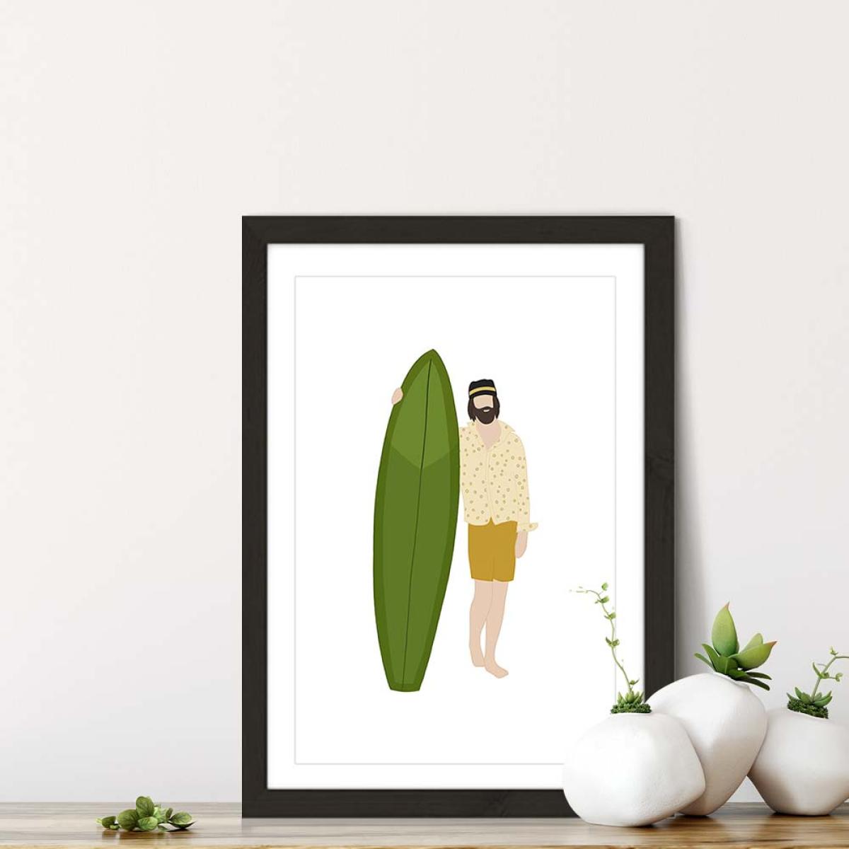 Gyspy Surfer Art Print Black Frame – image 7