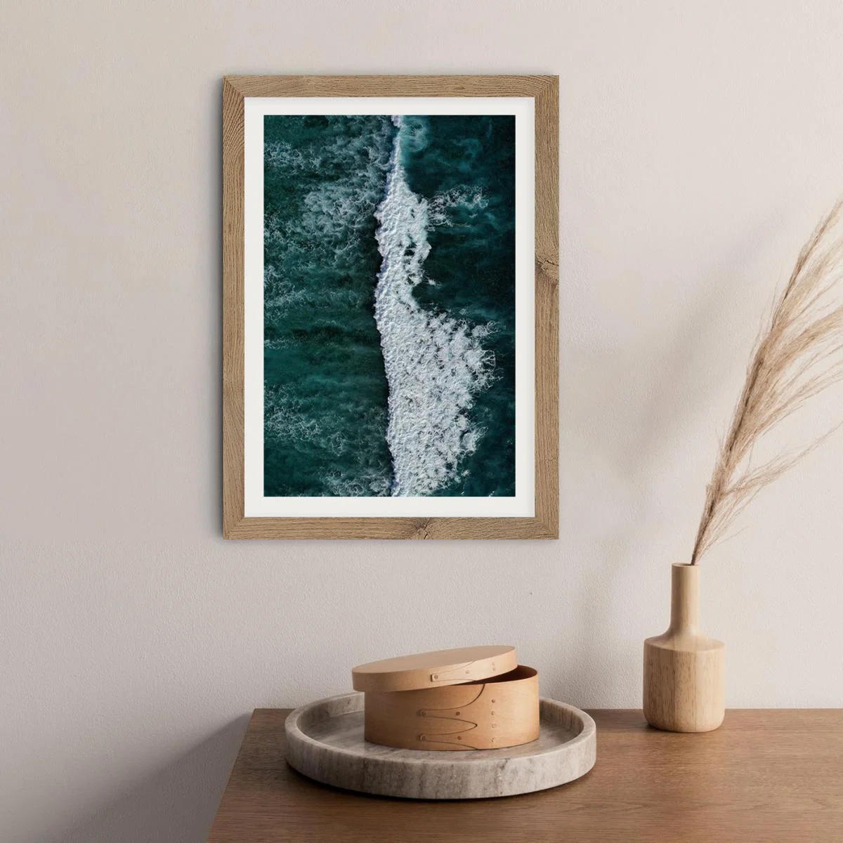 The Radiant Blue of the Ocean Waves Art Print Oak Frame – image 5