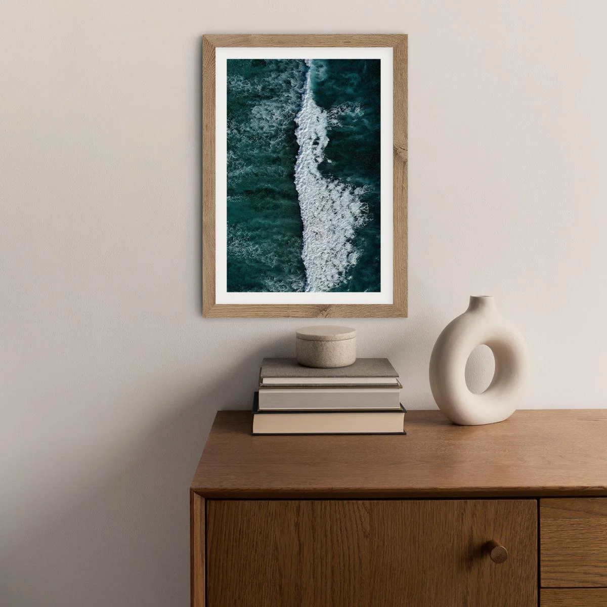 The Radiant Blue of the Ocean Waves Art Print Oak Frame – image 6