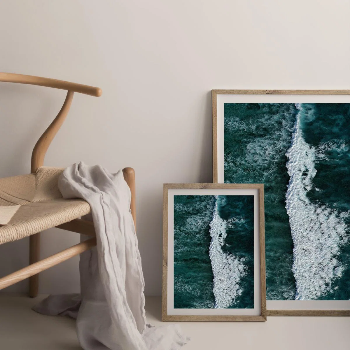 The Radiant Blue of the Ocean Waves Art Print Oak Frame – image 8