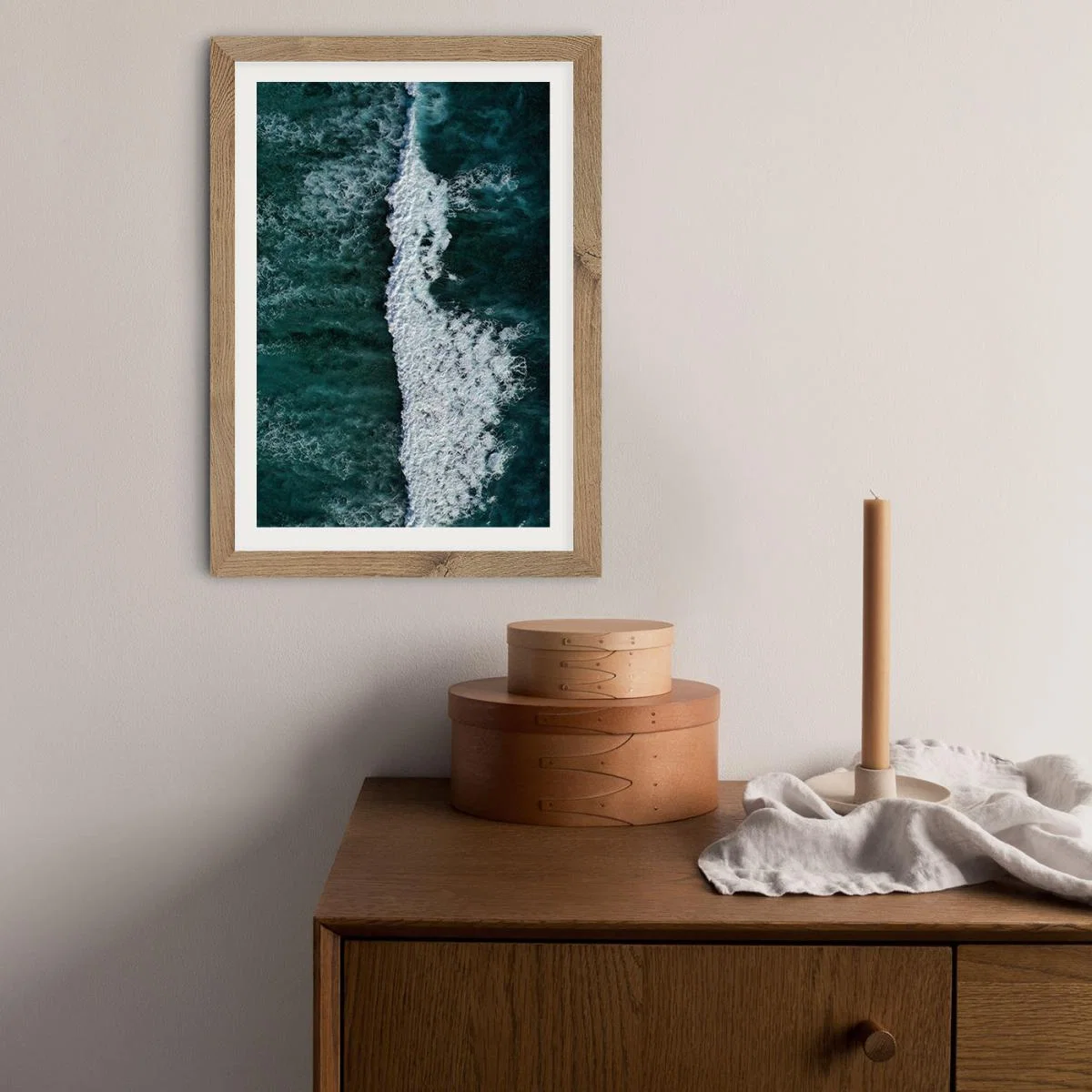 The Radiant Blue of the Ocean Waves Art Print Oak Frame – image 9