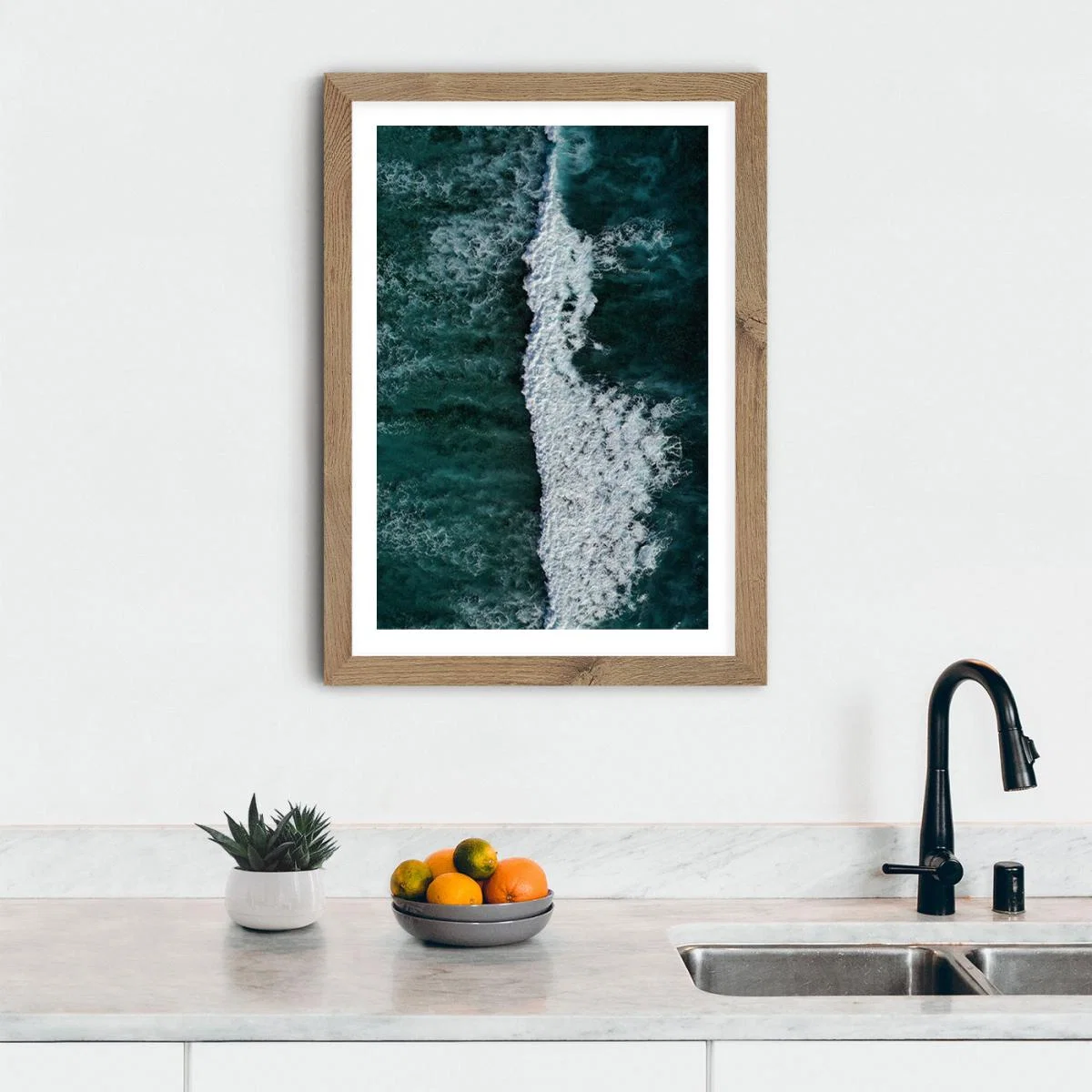 The Radiant Blue of the Ocean Waves Art Print Oak Frame – image 10