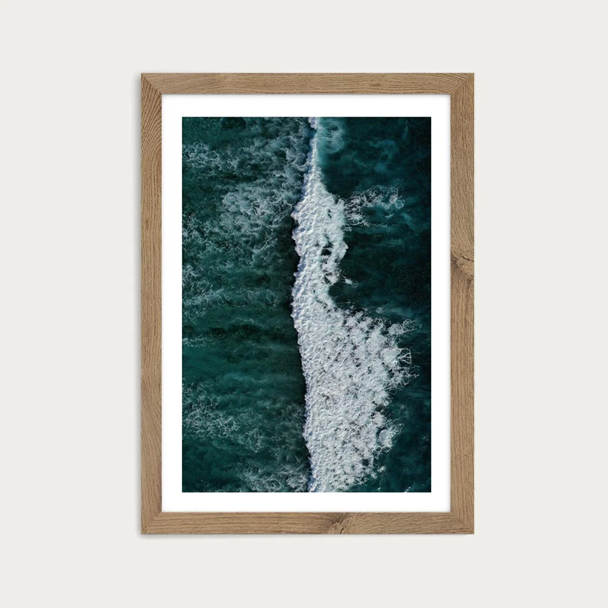 The Radiant Blue of the Ocean Waves Art Print Oak Frame – image 1