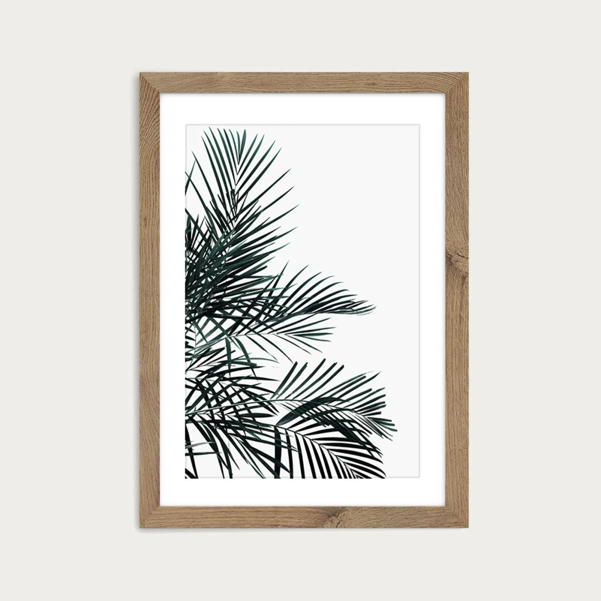 Minimal Palm Leaf Art Print Oak Frame