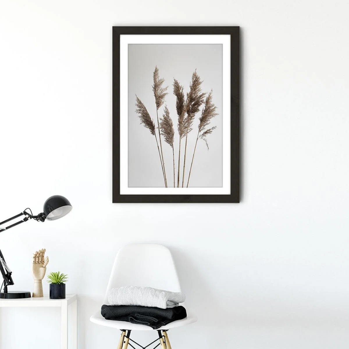 Natural Pampas Reed Art Print Black Frame – image 2