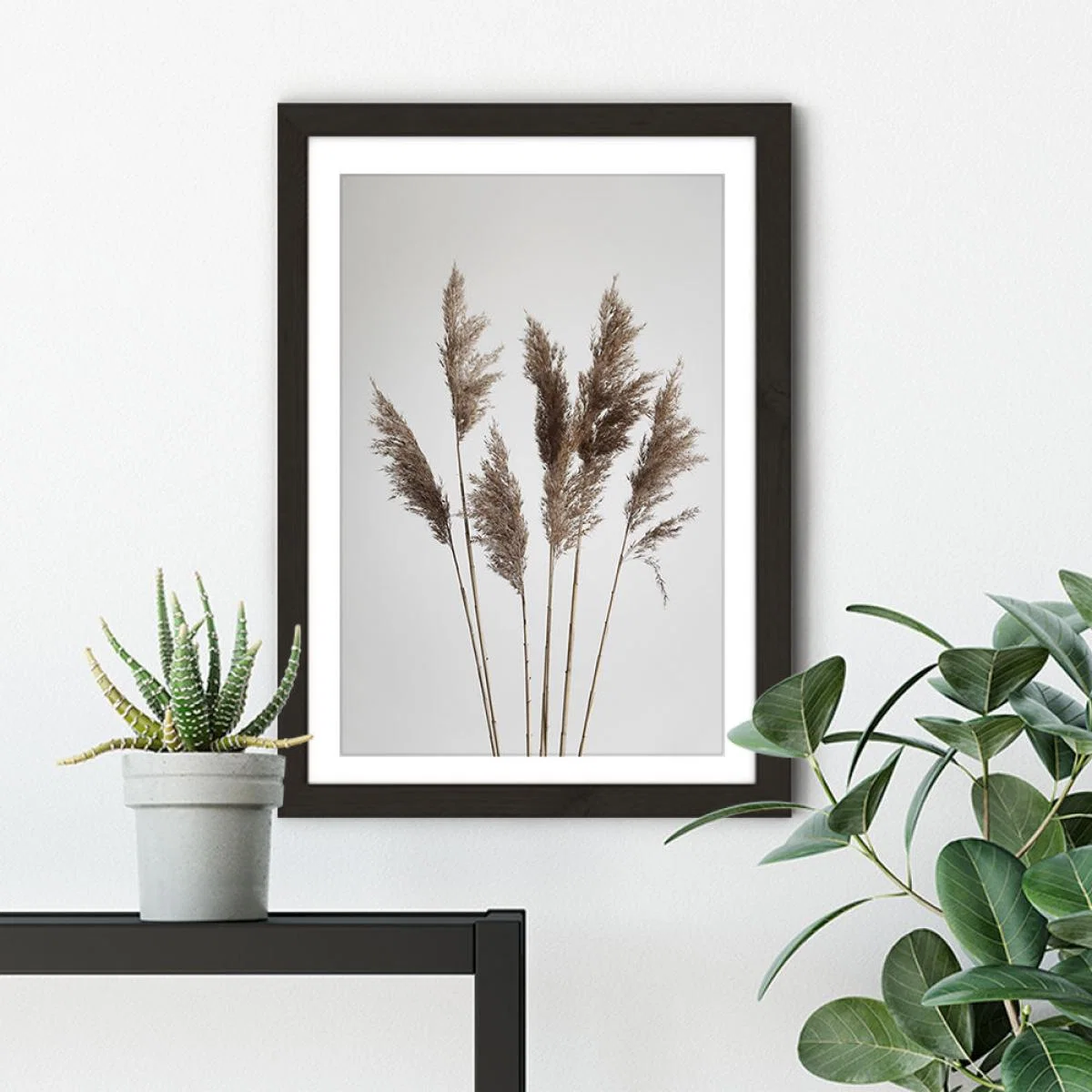 Natural Pampas Reed Art Print Black Frame – image 4