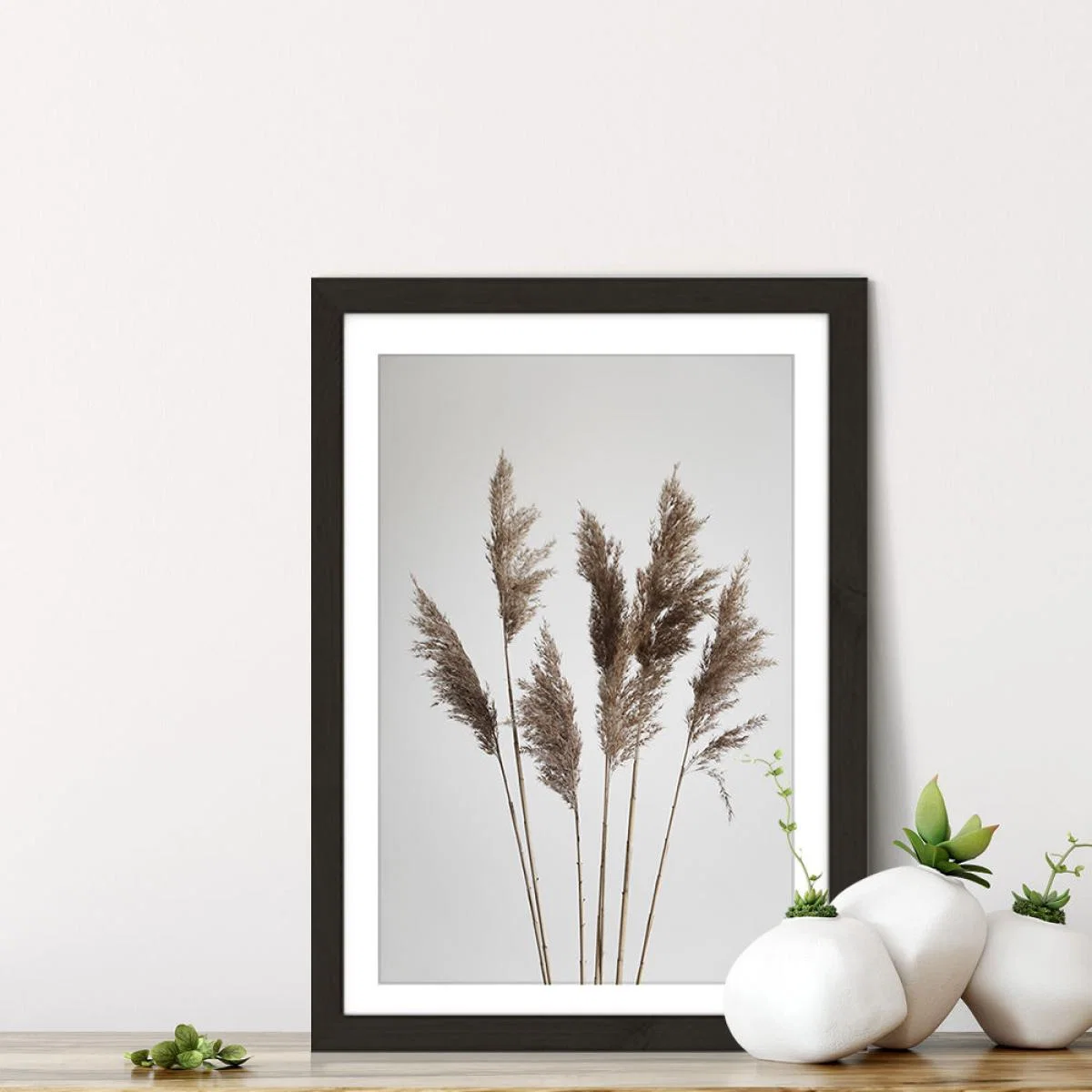 Natural Pampas Reed Art Print Black Frame – image 7