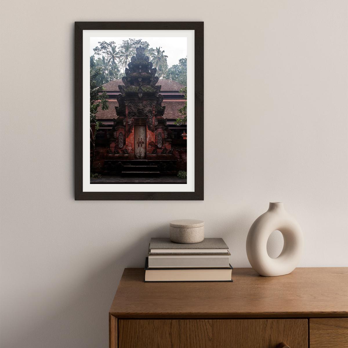 Bali Hindu Tempels and Palms Art Print Black Frame – image 2