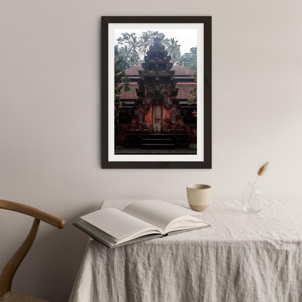 Bali Hindu Tempels and Palms Art Print Black Frame – image 3