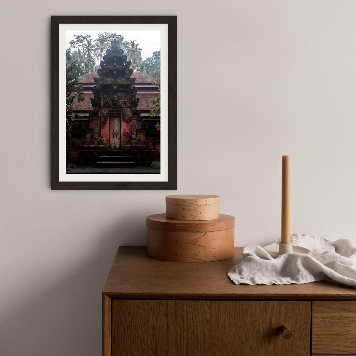 Bali Hindu Tempels and Palms Art Print Black Frame – image 4