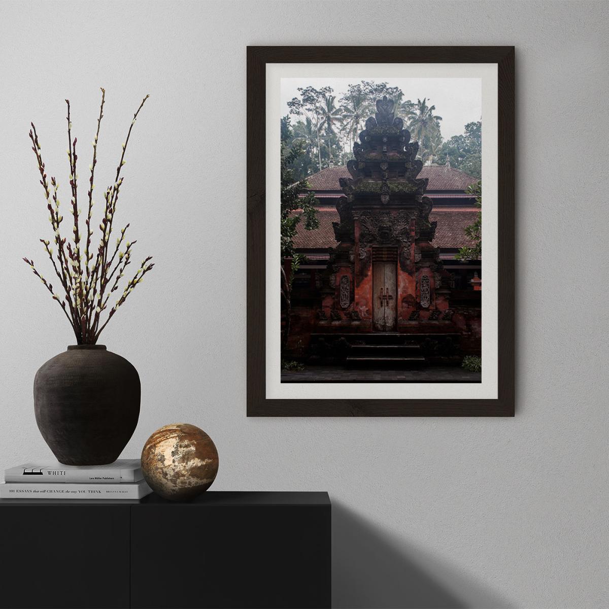 Bali Hindu Tempels and Palms Art Print Black Frame – image 5