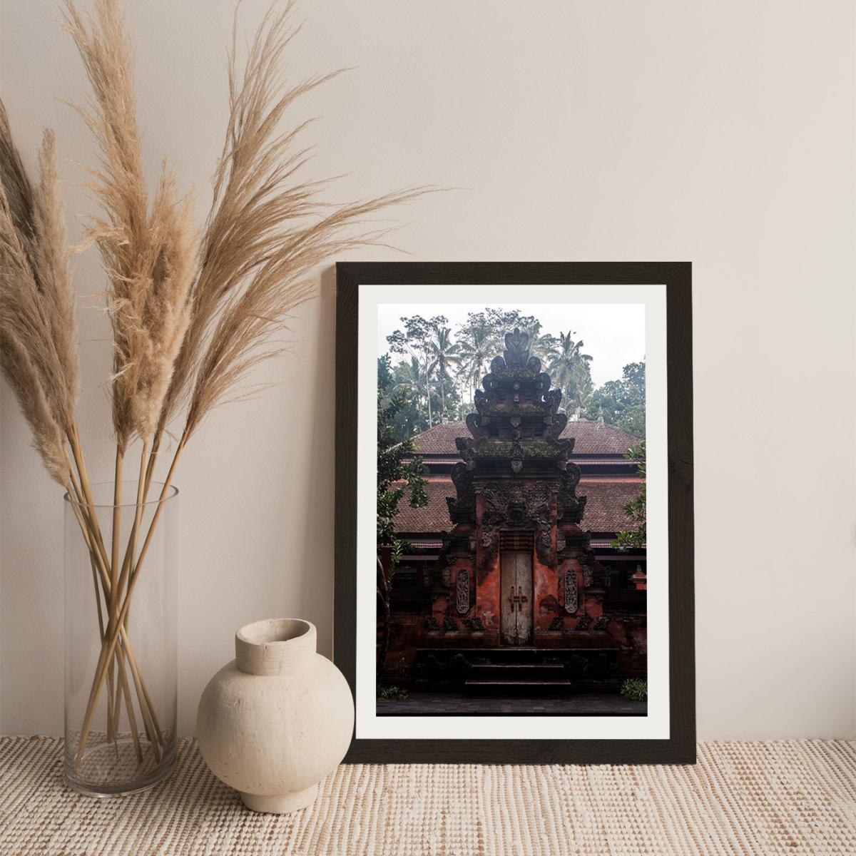 Bali Hindu Tempels and Palms Art Print Black Frame – image 6