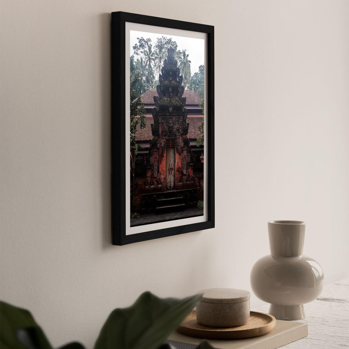 Bali Hindu Tempels and Palms Art Print Black Frame – image 7