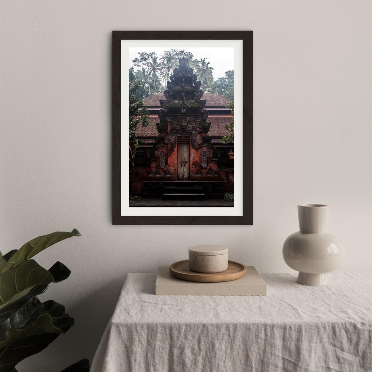 Bali Hindu Tempels and Palms Art Print Black Frame – image 8