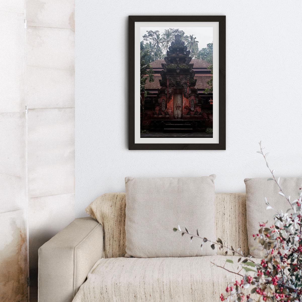 Bali Hindu Tempels and Palms Art Print Black Frame – image 9