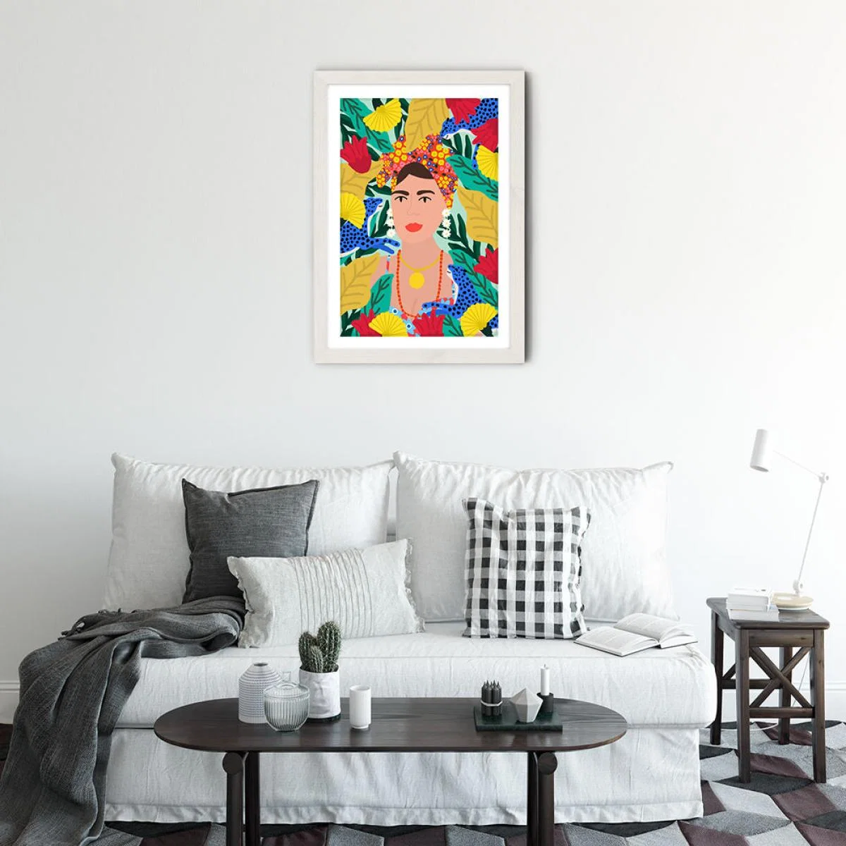 Colorful Girl Art Print White Frame – image 2