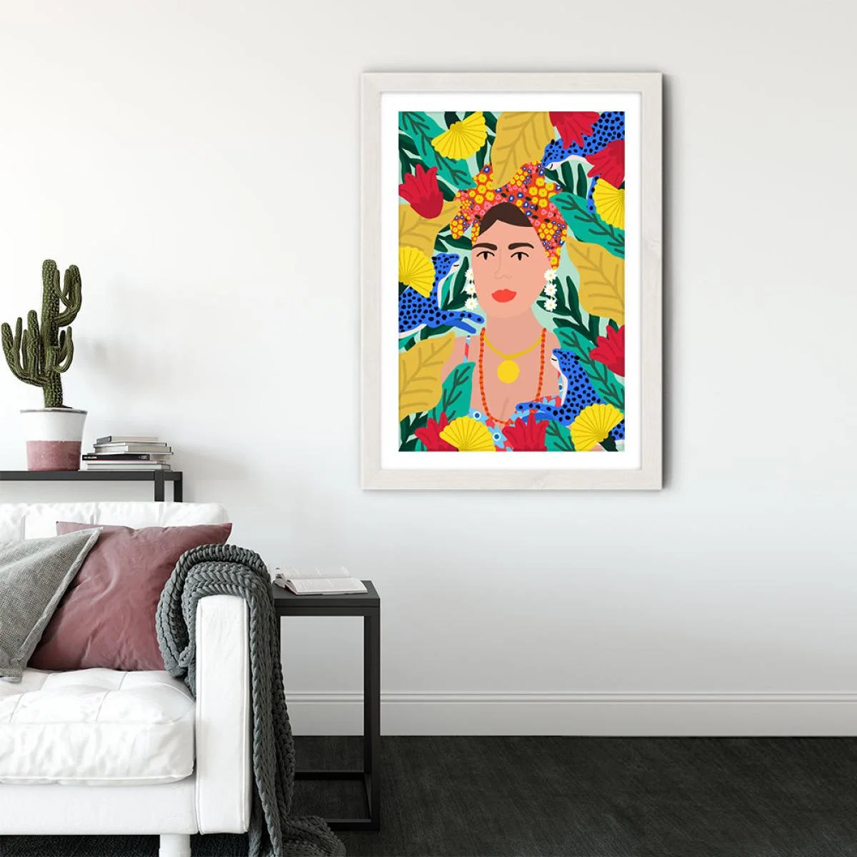 Colorful Girl Art Print White Frame – image 3