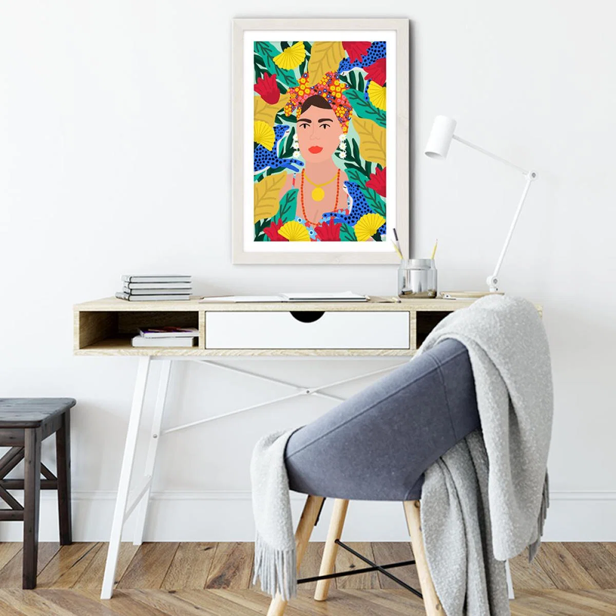 Colorful Girl Art Print White Frame – image 5