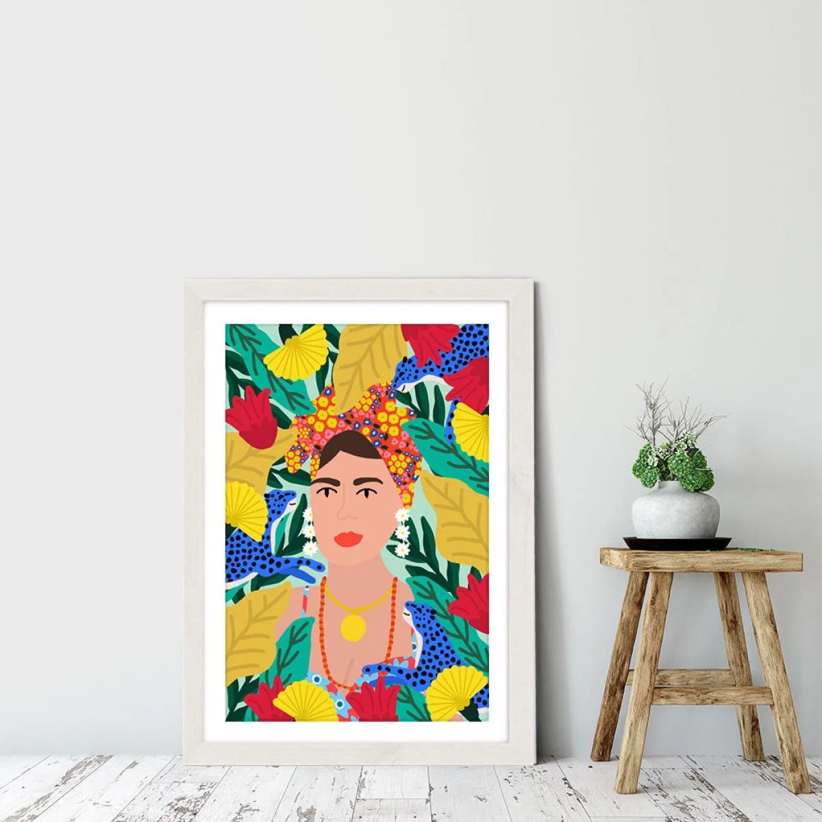 Colorful Girl Art Print White Frame – image 6