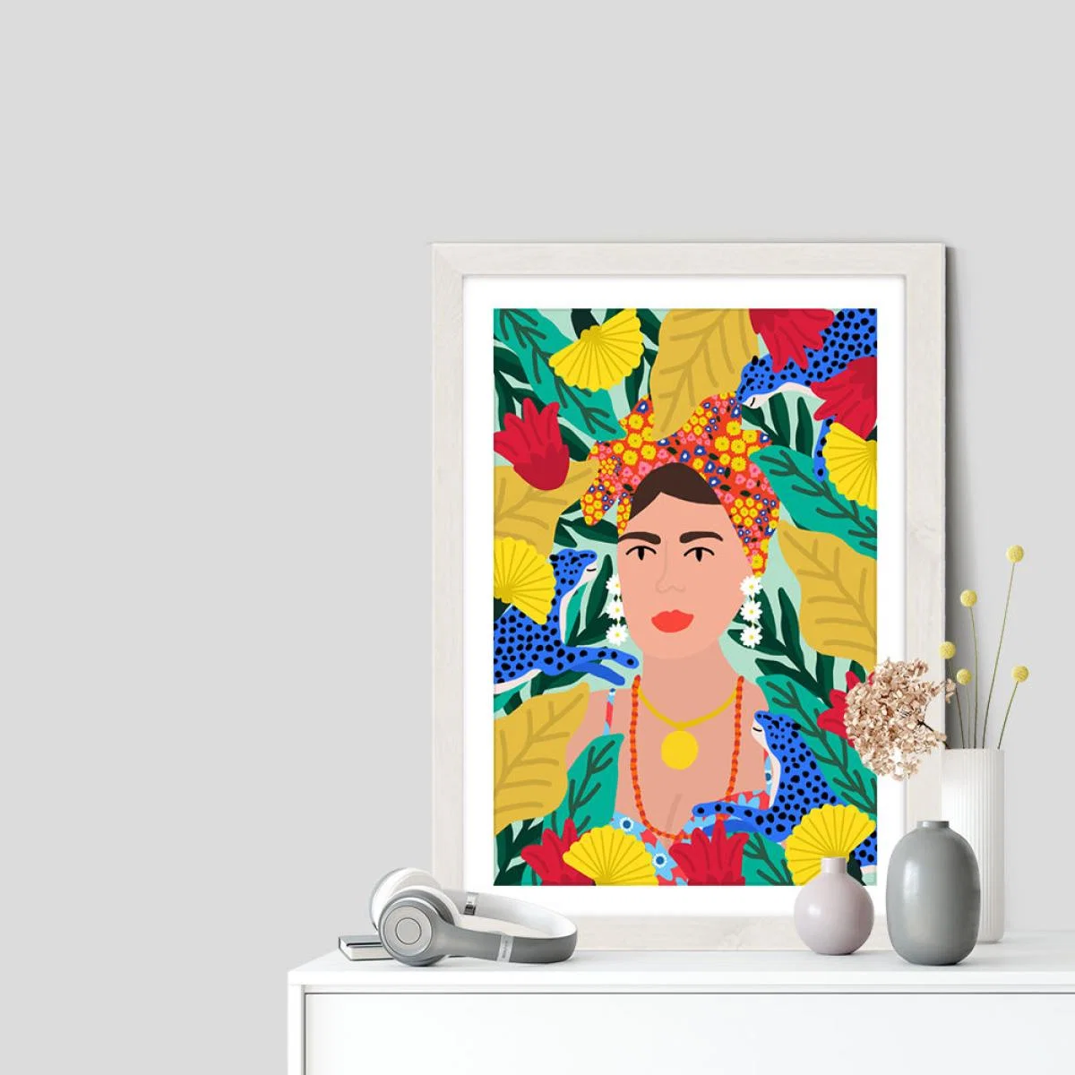 Colorful Girl Art Print White Frame – image 7