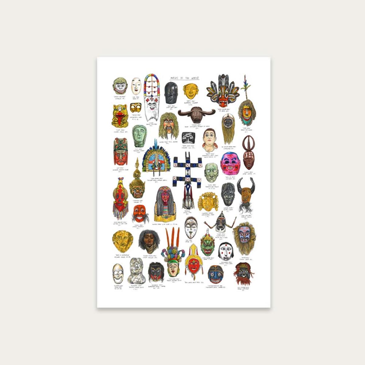 Unframed Masks Art Print