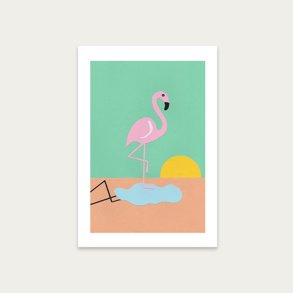 Flamingo Herbert Art Print Unframed
