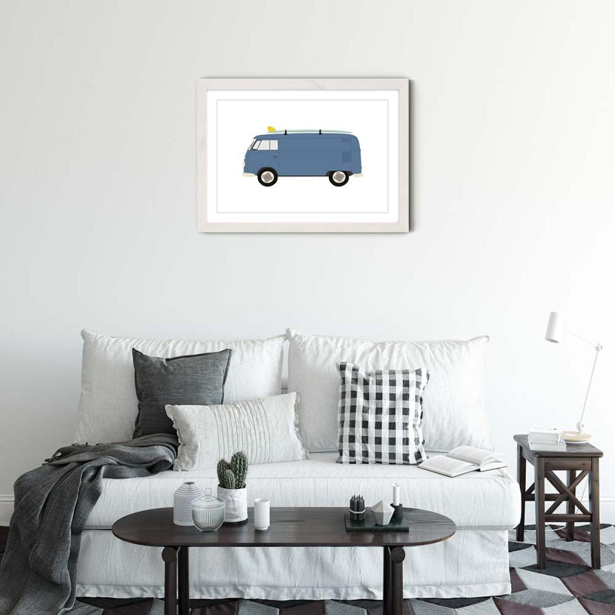 Bus Art Print White Frame – image 2