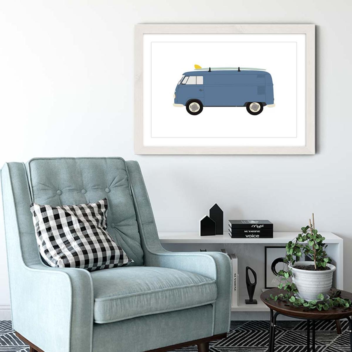 Bus Art Print White Frame – image 4