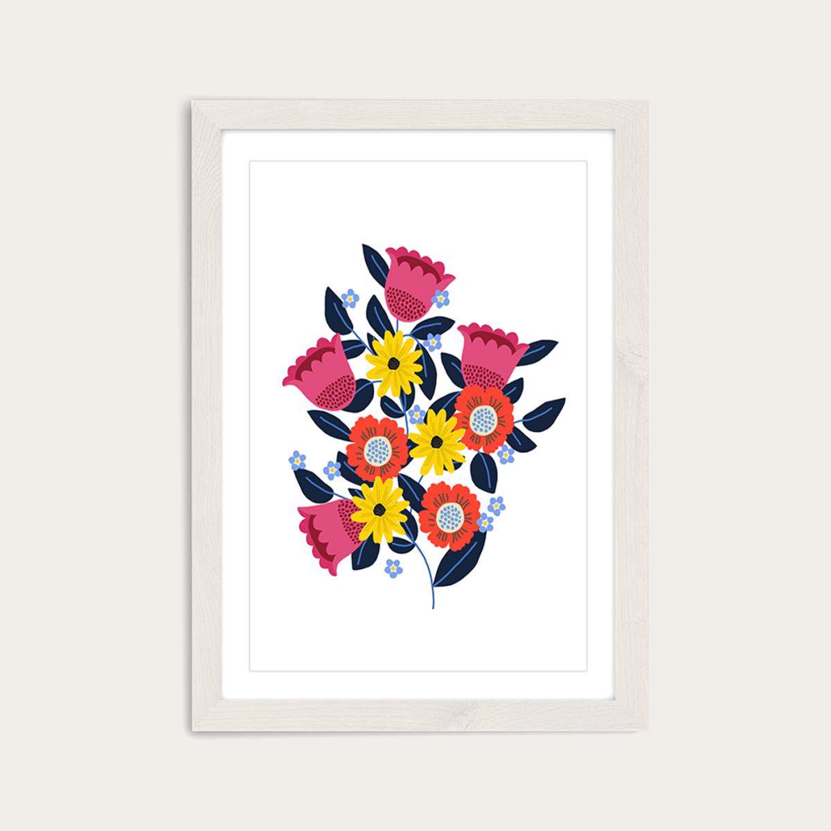 Spring Flowers Art Print White Frame – image 1