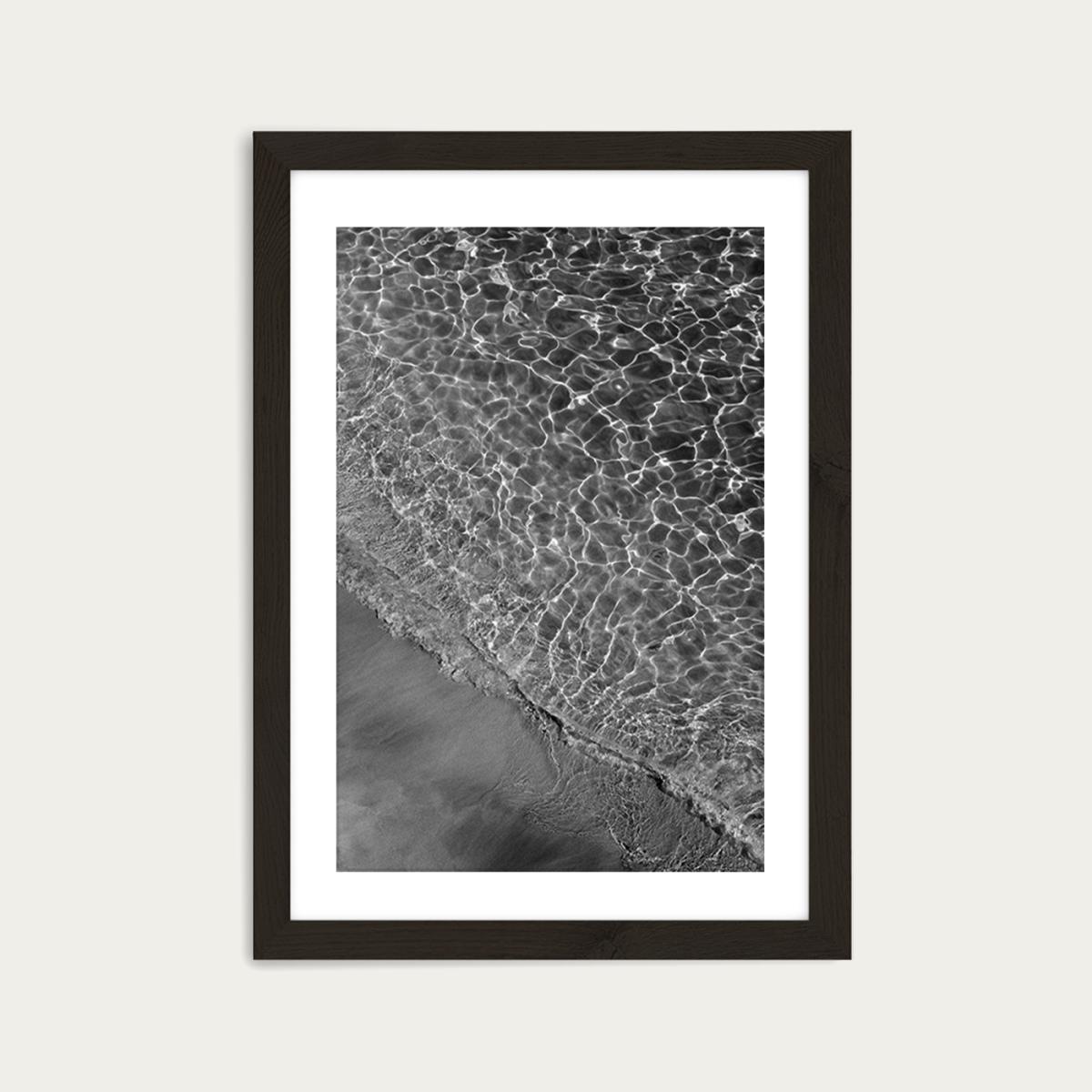Where Sand and Water Meet - Black & White Edition Art Print Black Frame