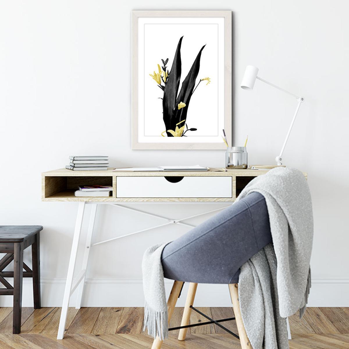 Flower Minimal Black and Gold 3 Art Print White Frame – image 5