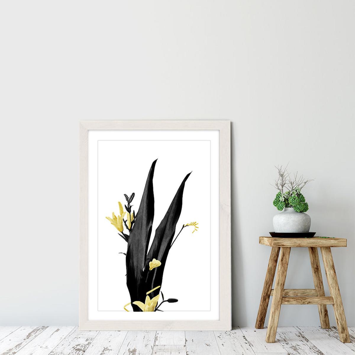 Flower Minimal Black and Gold 3 Art Print White Frame – image 6